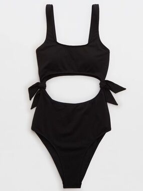Aerie Pique Cut Out Scoop One Piece Swimsuit